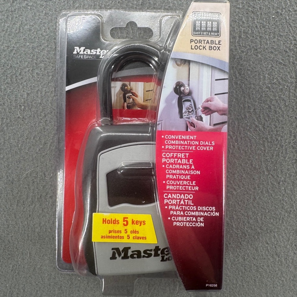 Master Lock 5400D Portable Key Lock Box 4-Digit Combination Holds 5 Keys Black